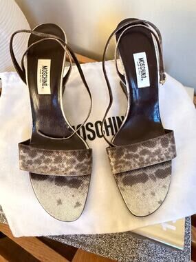 Vintage Moschino Snakeskin Wedge Sandals Made in Italy Size 39.5